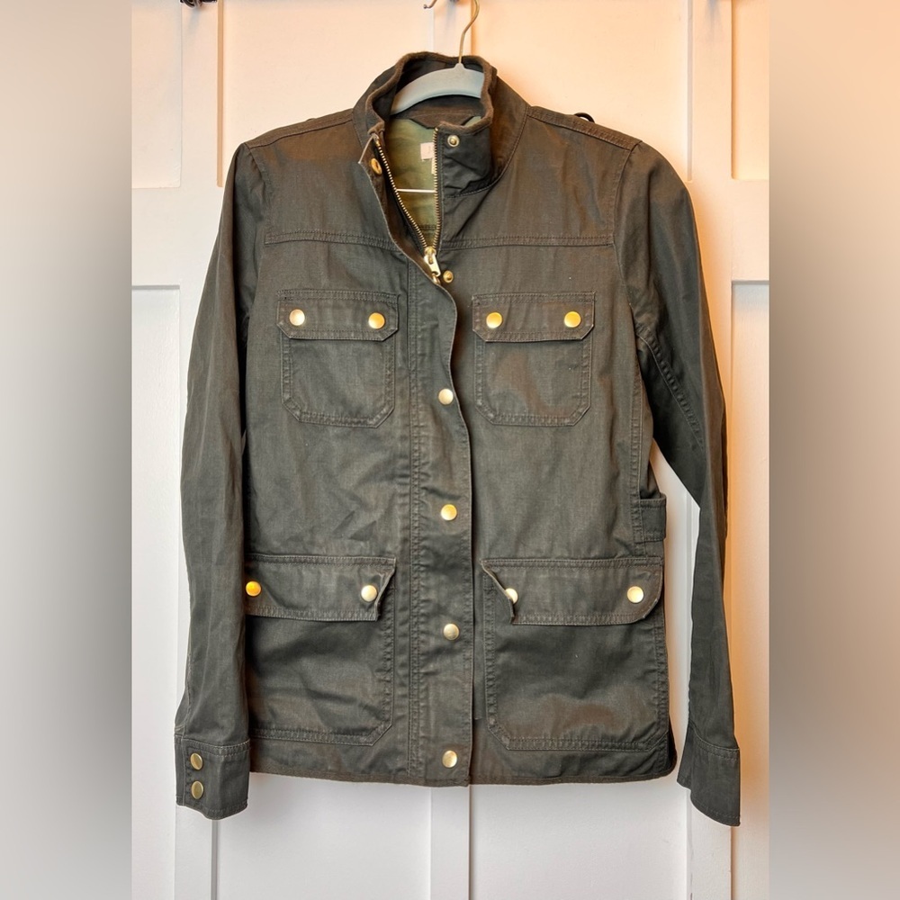 J. Crew Boyfriend Field Jacket Relaxed Fit Size XS Green Military Bella Swan y2k - Picture 2 of 8